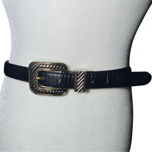 Chic Black Belt with Gold Accents